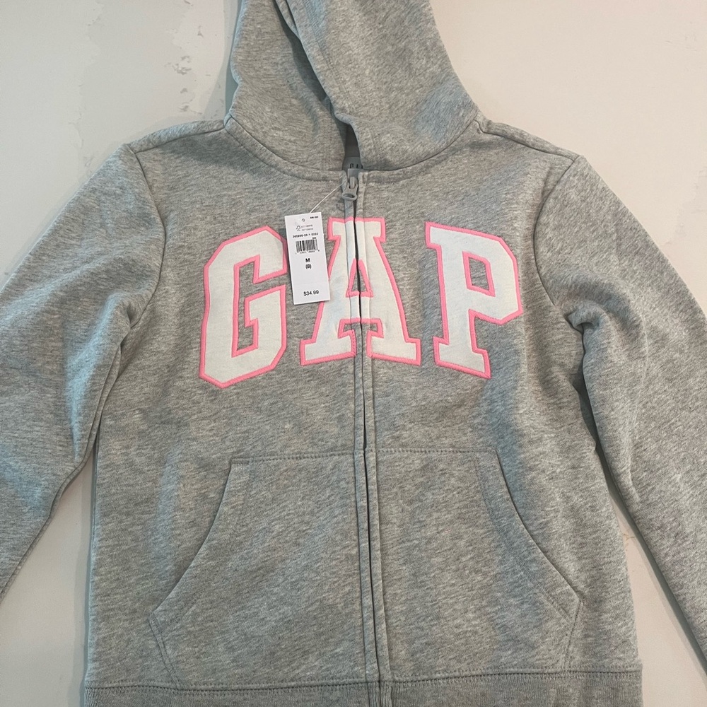 GAP Little girls gray neon pink hoodie